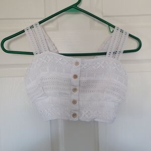 Womens White Lace Goa Beachwear Top - size S